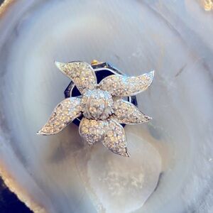 Sterling Silver CZ Flower Ring Vintage